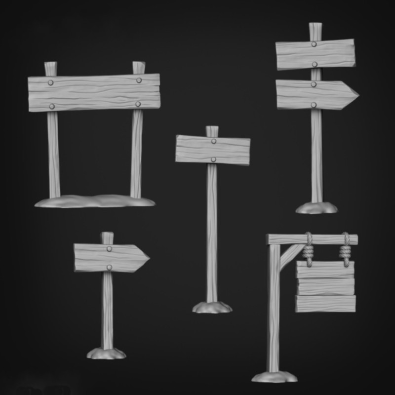 Postes de sinalização de madeira
